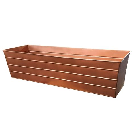 Large Copper Rectangular Metal Flower Planter Box with 